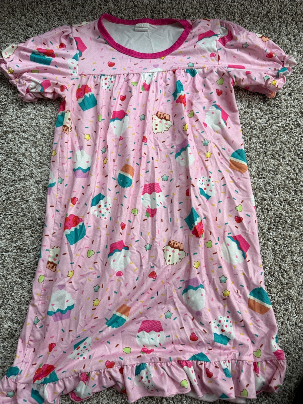 Amazon Pink Cupcake & Sprinkle Nightgown with Ruffle Hem size 120/5